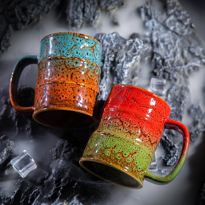 Coffee Mugs Set of 4,12 Oz Coffee Cups Ceramic, Perfect for Office Family Gatherings - Dishwasher and Microwave Safe (4, Green and Blue) - Image 7