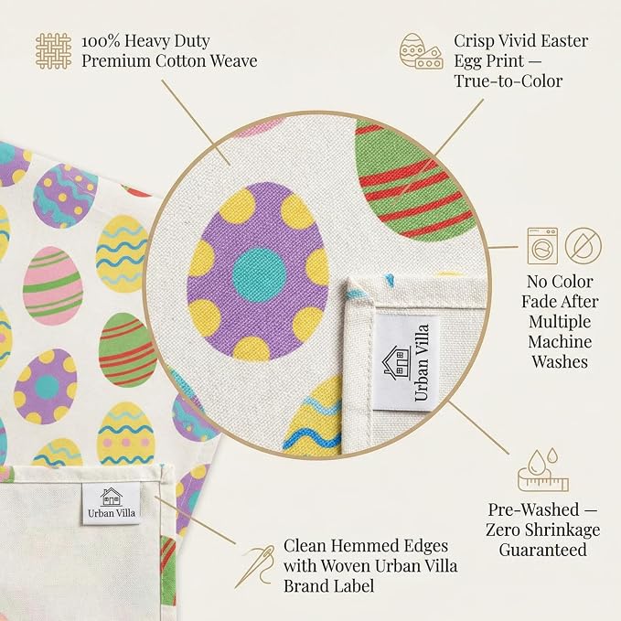Urban Villa Tablecloth Cotton Rectangle Tabletop 60x84(6-8 Seats) Eggprint - Image 5