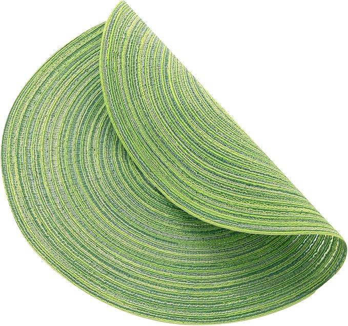 SHACOS Round Placemats Set of 8 Washable 15 inch Round Table Mats Braided Non Slip Fabric Place Mats for Dining Table Indoor Outdoor (Mixed Color Pea Green, 8) - Image 4