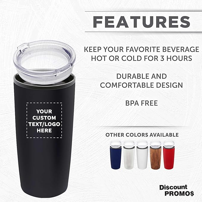 Custom Plastic Tumblers 20 oz Set of 6/12/24 Personalized Bulk Pack with Lids, Ice Coffee Tumbler, To Go Cup Insulated - Black