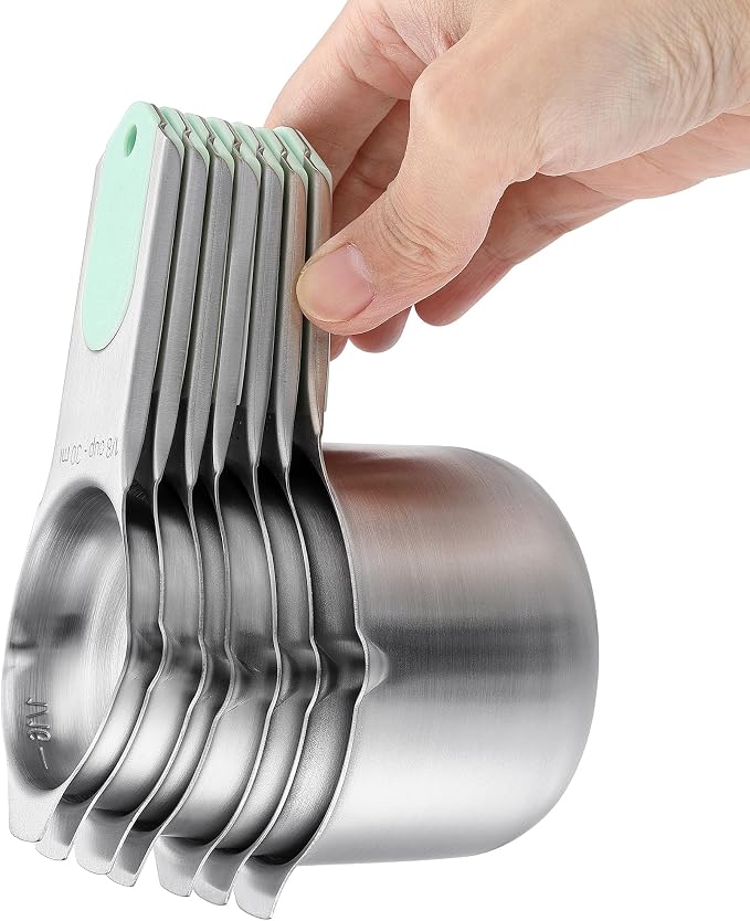 Spring Chef Magnetic Measuring Cups & Spoons Set of 15, Patented, Mint | Stackable Stainless Steel Measuring Cups & Heavy Duty Metal Measuring Spoons with Levelers for Dry & Liquid Ingredients - Image 9