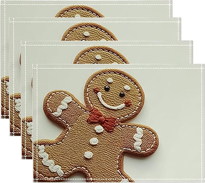 Christmas Placemats, 4Pcs Cute Washable Heat Resistant 12×18 Inch Table Mats Cute Place Mats for Party Outdoor Decoration Kitchen Dining Décor by Unknown