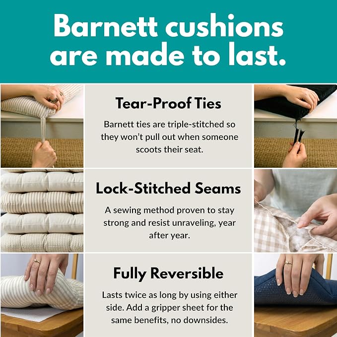 Barnett Home Decor Chair Cushions for Dining Chairs - 16.5x18 Kitchen Chair Cushions - Machine Washable, 100% Cotton, Made in USA - Latex Foam Chair Pads -Jamille Toile Medium Pack of 4 - Image 7