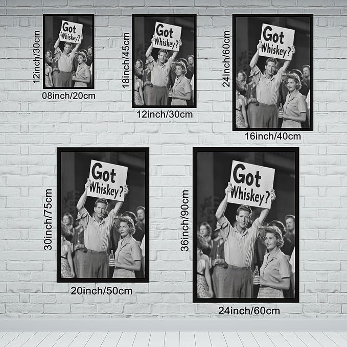UXCBIA Got Whiskey, Black And White, Alcohol Speakeasy Poster, Prohibition, Protest Art Canvas Poster Bedroom Decor Sports Landscape Office Room Decor Gift Black Frame 24x36in(60x90cm) - Image 2