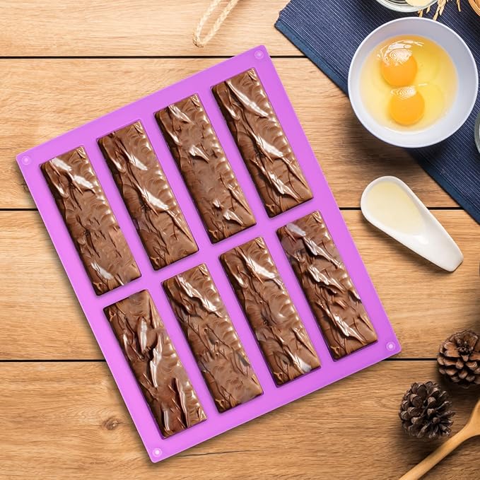 3 Pack Granola Bar Mold Silicone Mold,8 Cavity Rectangle Energy,Cereal Bar Molds for Ganache, Chocolate Bar, Truffles, Cheesecake