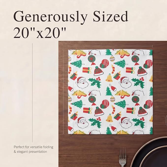 Urban Villa Cloth Napkins Cotton 20x20 (Set of 12) Xmas Print - Image 6