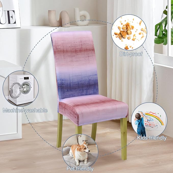 Dining Chair Covers, Stretch Seat Covers, Washable Furniture Protector | 4 Pack, Washable, Stretch Fit, Soft, Non Slip, Dining Chair Covers, Seat Protector, Furniture Cover,Easy Clean - Image 6