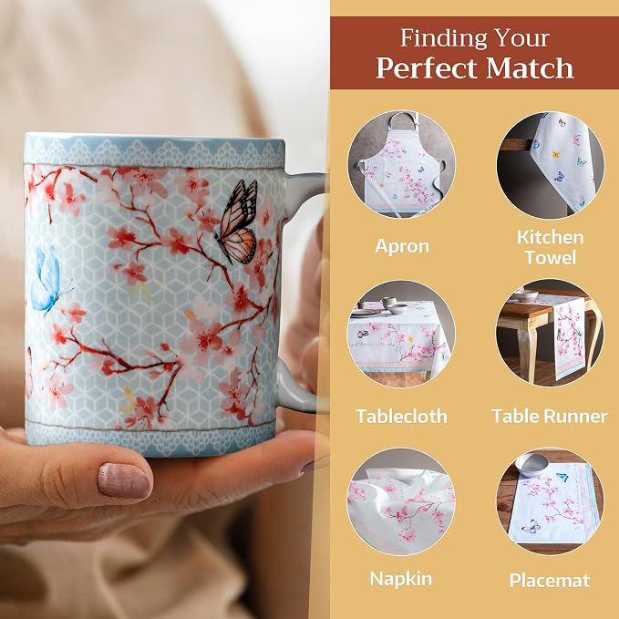 Maison d' Hermine Coffee Mug with Handles Tea Cups (12 Ounce, Pack of 1) | Fine Bone China Coffee Mugs for Hot Beverages Cappuccino Latte Home Restaurant Spring Summer -Blossoms in Spring - Sakura - Image 6