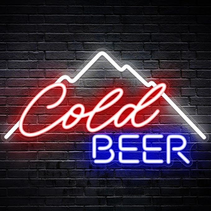 Kavaas Cold Beer Neon Sign 16.5" x 9.4", Neon Beer Signs for Man Cave, Home Bar, Pub, Wall Decor - Best Gifts for Beer Lovers, Birthday, Christmas by Kavaas