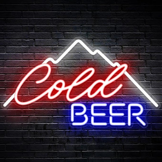 Kavaas Cold Beer Neon Sign 16.5" x 9.4", Neon Beer Signs for Man Cave, Home Bar, Pub, Wall Decor - Best Gifts for Beer Lovers, Birthday, Christmas by Kavaas