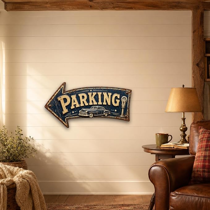 Parking Left-Pointing Arrow Sign — Die-Cut Metal Directional Wall Decor | powder-coated metal, vintage, durable print, ready to hang - Image 5