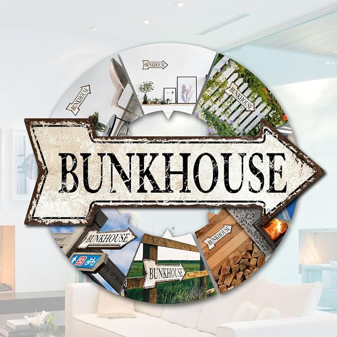 Mukuko Vintage Look Bunkhouse Sign 6" x 18" Arrow Tin Metal Sign | Farmhouse Wall Decor Art, Country Decorations, Rustic Retro Home, Cowboy Ranch Gift - Image 6
