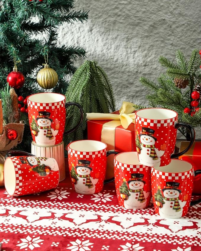 HASENSE Coffee Mugs Set of 6,15oz Ceramic Mug Gift, Matching Xmas Holiday Cups with Handles for Hot Cocoa,Coffee,Gifts for Women,Family, Friends - Image 5