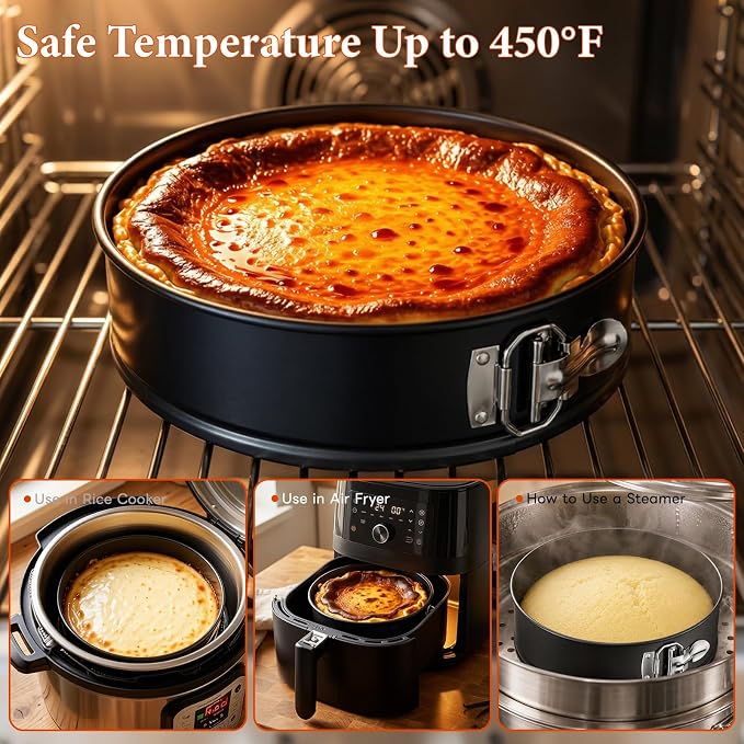 COOLMI 9 Inch Springform Pan, Nonstick Cheesecake Pan with Removable Bottom, Leakproof Pan for Baking Pie Cake Pizza and Quiches - Image 4