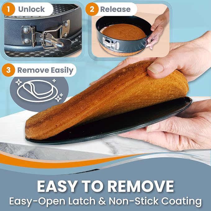 8 Inch Springform Pan for Cheesecake with Leakproof Silicone Sleeve | NONSTICK, Dishwasher Safe, No Leaks in WATER BATH, NO FOIL WRAP & Parchment Needed, Heavy-Gauge & Durable Carbon Steel 0.4 mm - Image 2