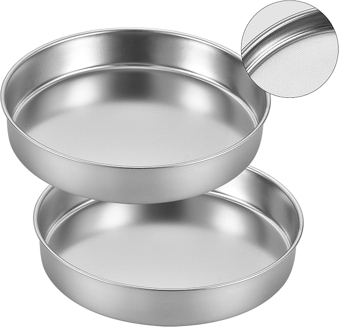 Inqibee 8 Inch Round Cake Pan Set of 2, Stainless Steel Textured Bottom | Tri-ply Stainless Steel, Rolled Rim Layer Cake Bakeware, Oven & Dishwasher Safe, Healthy Non-Toxic for Birthday Wedding Cake by INQIBEE