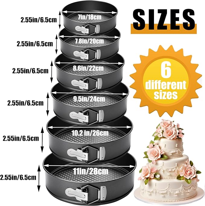 6PCS Springform Pan Round Non Stick Cheesecake Pan Durable Cake Baking Pans with Removable Bottom Cake Molds for Baking - Image 2