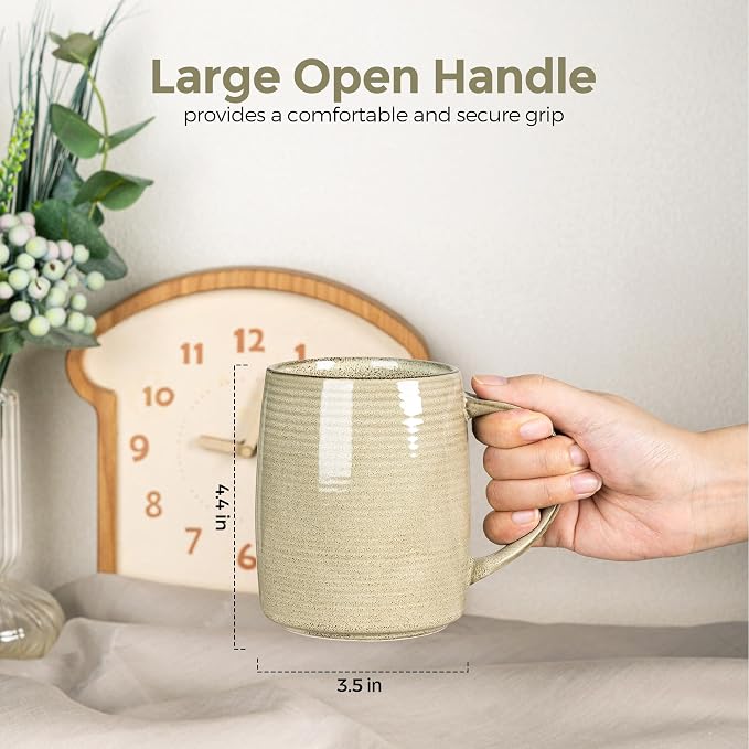 GBhome Large Coffee Mugs Set of 4, 18oz Handmade Ceramic Coffee Mugs Set with Gradient color for Latte/Tea/Beer/Hot Cocoa, Dishwasher & Microwave Safe, Cappuccino - Image 2