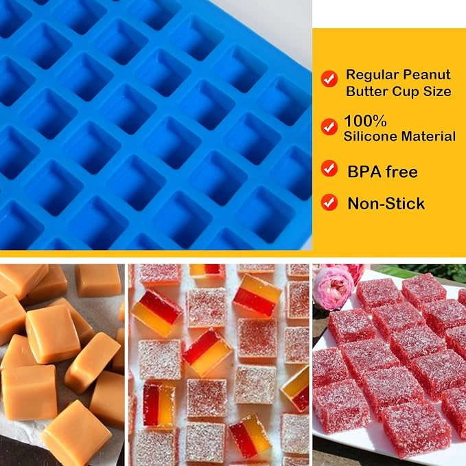 Sidosir Square Caramel Candy Mold Silicone, 126-Cavity Gummy Silicone Molds for Fat Bombs, Chocolate Truffles Mold for Hard Candy, Ice Cube - Image 6