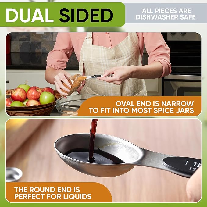 Spring Chef Magnetic Measuring Cups & Spoons Set of 15, Patented, Black | Stackable Stainless Steel Measuring Cups & Heavy Duty Metal Measuring Spoons with Levelers for Dry & Liquid Ingredients - Image 7