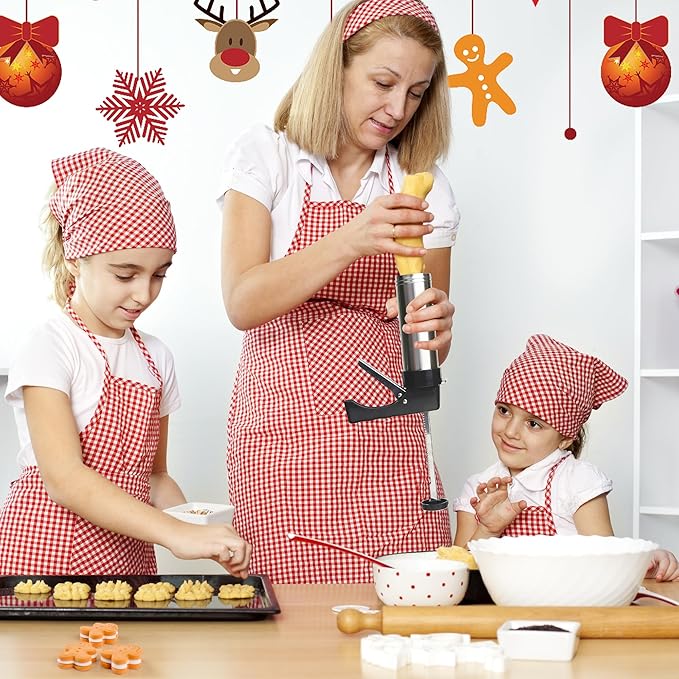 Spritz Cookie Press Gun Kit,13 Cookie Discs+8 Icing Nozzles Perfect for DIY Christmas Cookies and Decorating Cookies,Gifts for Wome(Comes with Cleaning Brush)（black)