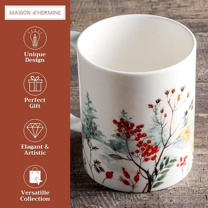 Maison d' Hermine Coffee Mug with Handles Tea Cups (12 Ounce, Pack of 1) | Fine Bone China Coffee Mugs for Hot Beverages Cappuccino Latte Home Restaurant Hotel Spring Summer -Morzine - Chamonix - Image 2