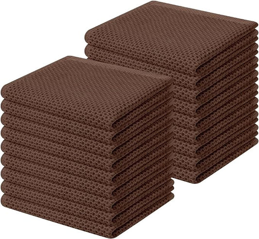Homaxy 100% Cotton Waffle Weave Kitchen Dish Cloths 18-Pack, Coffee | 12 x 12 Inches, Ultra Soft Absorbent Dish Towels, Quick Drying Dish Rags with Hanging Loop by Homaxy