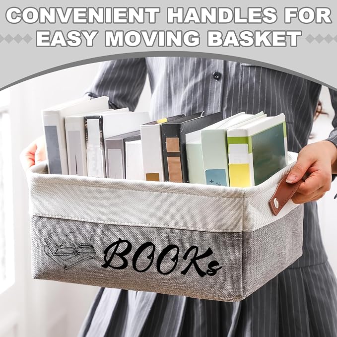 Marsui Book Lover Gifts Books themed Storage Basket Storage Bin Bookish Accessories Bookworm Gift for Club Members Student Teacher Reading Accessories - Image 4