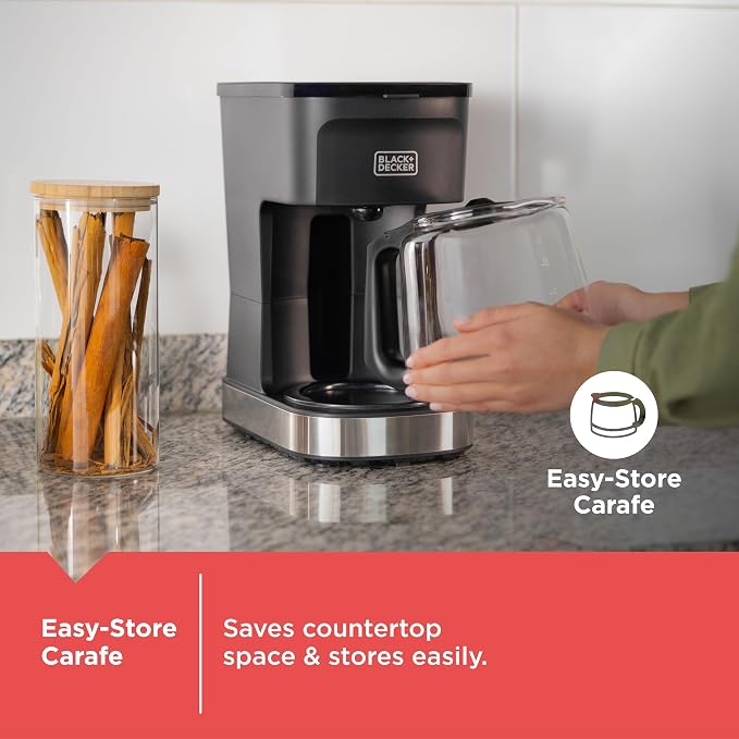 BLACK+DECKER CAFÉCRAFT 12-Cup Coffee Maker, One-Switch Drip Coffeemaker with Vortex Showerhead Technology, Sneak-A-Cup, Keep Warm Function, Stainless Steel - Image 10