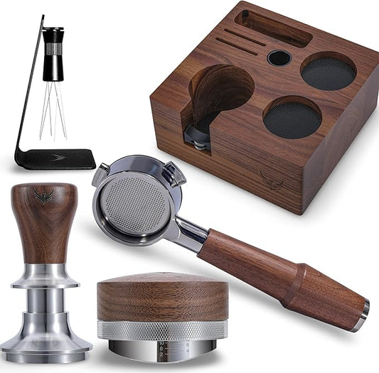 54mm Espresso Accessories Tamper Set For Breville Machines Includes Calibrated Tamper, Bottomless Portafilter, Tamping Station, Distribution Tool and WDT Tool