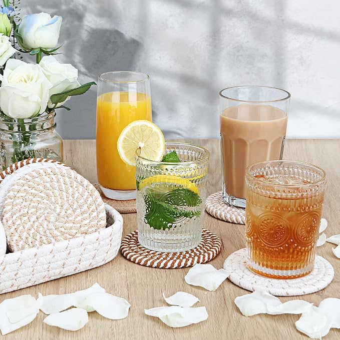 Coasters for Drinks, 12 Pack Coasters, Coaster Set of 6 Color, Suitable for Morhers Day, Gift for Mothers Day Best Choice, Mom Gifts, Brown + Basket, Dining Room Decor, Ditchen Table Decor - Image 6
