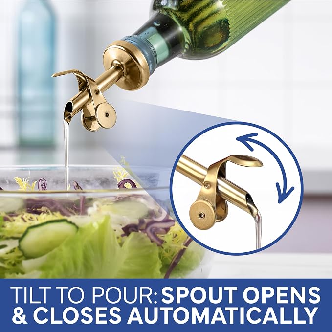 COOK WITH COLOR Glass Olive Oil Bottle Dispenser - 2 Pack- 17oz Vinegar Cruet - Olive Oil Carafe Decanter for Kitchen - Image 6