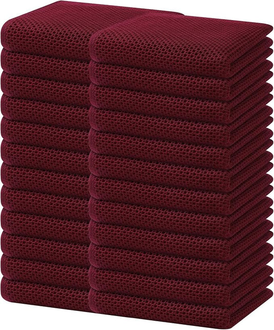 Homaxy 100% Cotton Waffle Weave Kitchen Dish Towels 24-Pack, Burgundy | 13 x 28 Inches, Ultra Soft Absorbent Dish Towels, Quick Drying Cleaning Towels by Homaxy