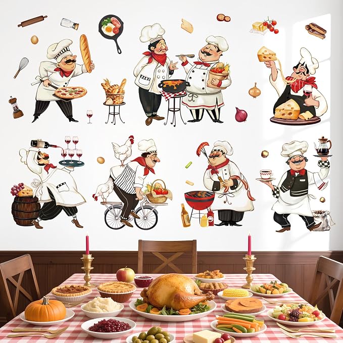 decalmile Cartoon Chef Kitchen Food Cooking Wall Decals Stickers - Image 3