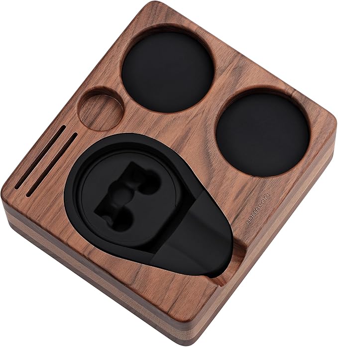 Normcore Compact Tamping Station, Espresso Tamper Station Base, Genuine American Walnut Tamper Holder, Portafilter Holder For 51mm 54mm Coffee Tamper, Distributor, Puck Screen, WDT and Portafilter