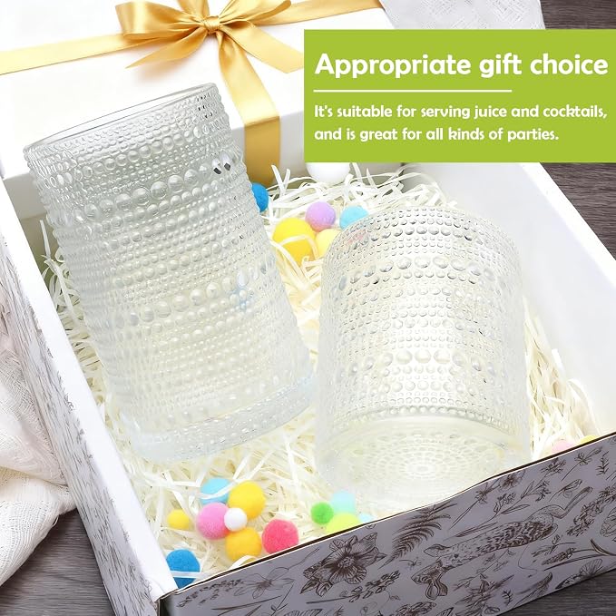Hobnail Drinking Glasses, Tumbler Glassware, Set of 12 | 10 oz Cocktail Glasses & 12 oz Highball Glasses, Glass Cups for Whiskey, Juice, Home, Bar & Kitchen, Dishwasher Safe - Image 6