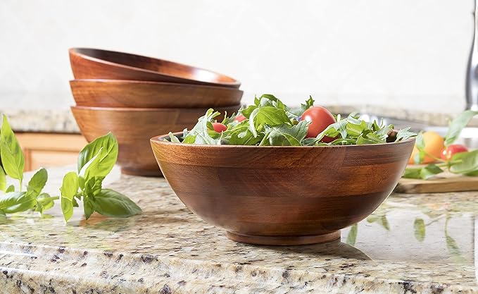 Lipper Cherry Finish 4 Piece Footed Bowl Set