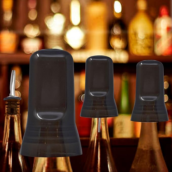 Esatto 24 Pieces Pour Spout Covers - Liquor Bottle Toppers Black, Universal Bottle Pour Dispenser,Liquor Bottle Covers Bottle Cover Dust for Home Kitchen Tools Supplies (Black)