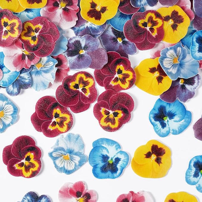Edible Flowers for Cake Decorating, Wafer Paper Flowers, 60 Pcs Pansies Flower Cake Decorations for Birthday, Wedding, Princess Party, Spring Theme - Image 3
