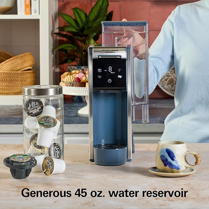 Hamilton Beach FlexBrew Advanced 4-in-1 Single Serve Coffee Maker | Hot & Iced Coffee Maker | Removable 45 oz. Reservoir | Uses Pod Packs & Grounds | Fast Brewing | Kitchen Makeover Blue - Image 4