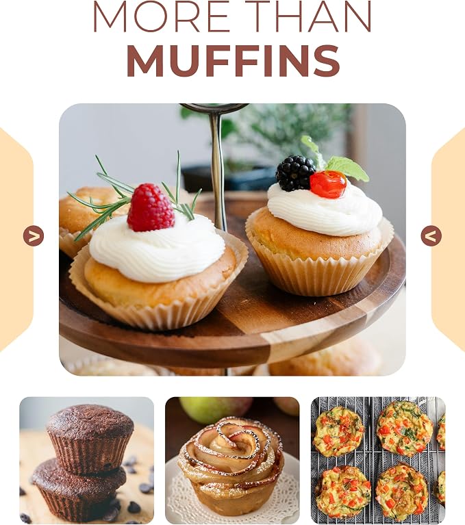 CARTMAN 24-Cup Mini Muffin Pan, Nonstick Carbon Steel Mini Cupcake Tin | Includes 200 paper liners, 24-cup nonstick carbon steel, oven safe 450°F, ideal for egg bites, mini cupcakes & brownies - Image 8