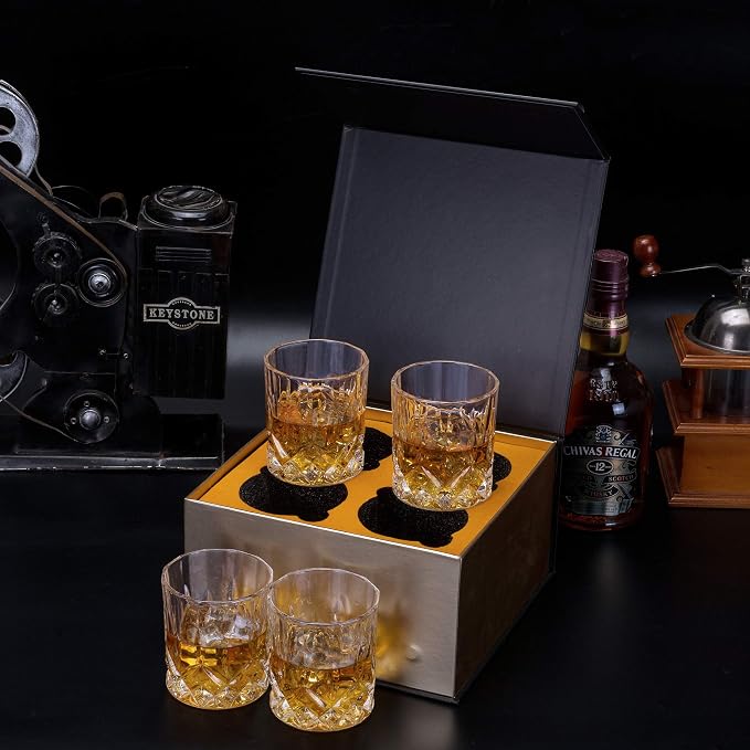 KANARS Old Fashioned Whiskey Glasses with Luxury Box - 10 Oz Rocks Barware For Scotch, Bourbon, Liquor and Cocktail Drinks - Set of 4 - Men Gift | Rocks Barware For Scotch, Bourbon, Liquor and Cocktail Drinks Set of 4 Men Gift - Image 7