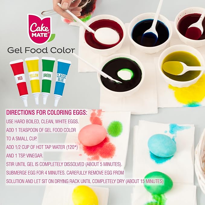 Cake Mate 9-Pack Gel Food Coloring Set for Easter Egg Dying - Assorted Colors for All Your Baking Needs, Perfect for Cakes, Cookies, and More (0.67oz per container)