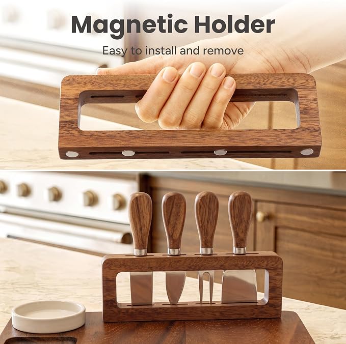 SMIRLY Charcuterie Board Set with Serving Accessories, Large Walnut | Housewarming, Wedding, Bridal Shower and Birthday Gift for Women, Ideal for Serving Cheese, Snacks and Appetizers - Image 3