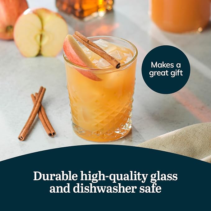 Libbey Carats Double Old Fashioned Glasses, 12 Oz Faceted Whiskey Drinking Glasses, Dishwasher Safe Rocks Glass Set for Spirits, Cocktails - Image 6