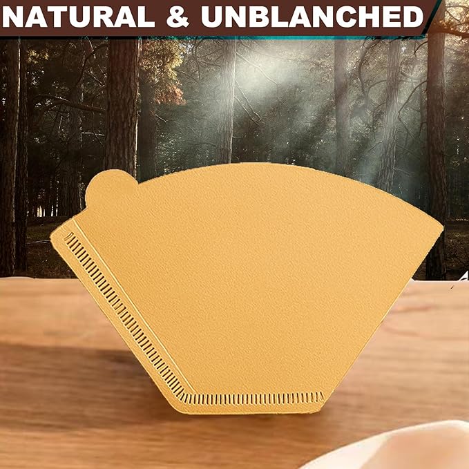 100 Count #4 Cone Coffee Filters Unbleached Natural Paper, 8-12 Cup Size 4 Coffee Filter, Durable, Eco-Friendly, Easy Fit, No Clogging, Smooth Flow, Compatible With Most Drip Machines