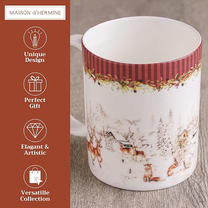 Maison d' Hermine Coffee Mug with Handles Tea Cups (15 Ounce, Pack of 1) | Fine Bone China Coffee Mugs for Hot Beverages Cappuccino Latte Home Hotel Spring Summer -Christmas Tradition - Landscape - Image 2