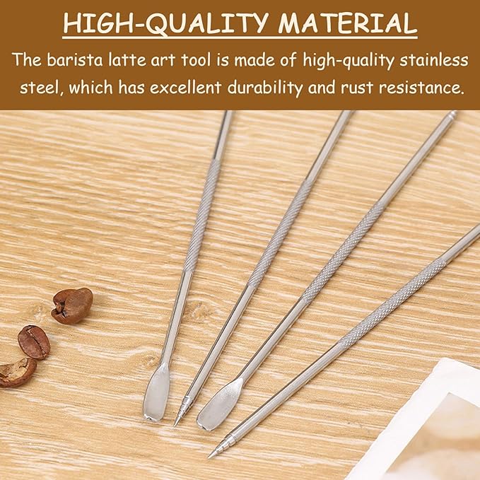Latte Art Pen Cinnamon Pen for Coffee,Barista Espresso Coffee Latte Art Tools Accessories for Coffee Bar Barista Make Creative Coffee Designs Decors,Stainless Steel Silver