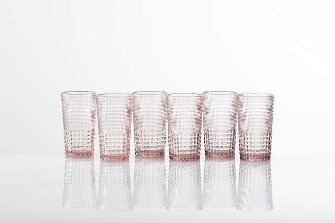 Fortessa Malcolm Iced Beverage Cocktail Glass 6 Pack, 15-Ounce, Pink - Image 4