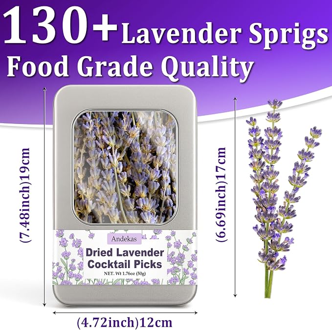130+ Edible Lavender Sprigs for Cocktails & Cake Garnish, 6.69" Culinary Grade Lavender Sticks for Tea, Cooking & Decor – 1.76 oz (50g) Food-Grade Flowers for Wedding, DIY & Gifting - Image 4